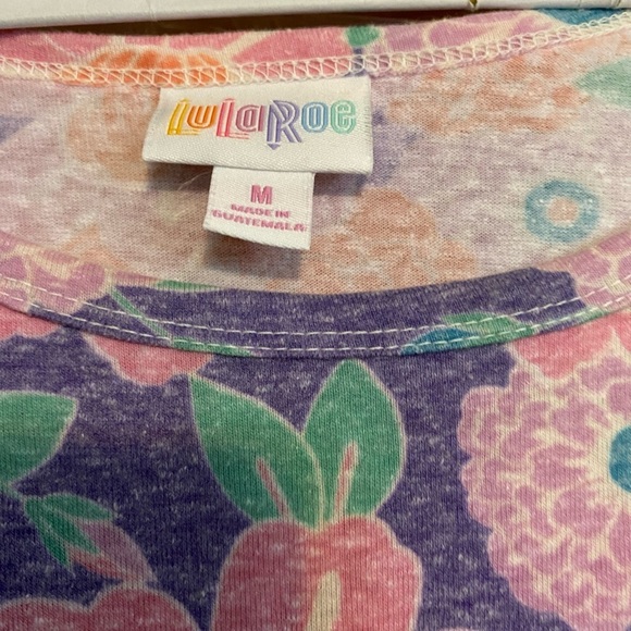 LuLaRoe maxi high low dress pastel floral pink  purple cotton poly spdx … - Picture 4 of 5